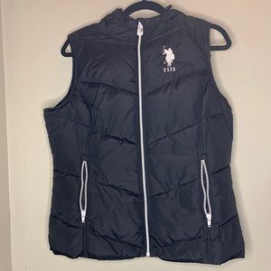 U.S. Polo Assn. Black Quilted Vest with Hood